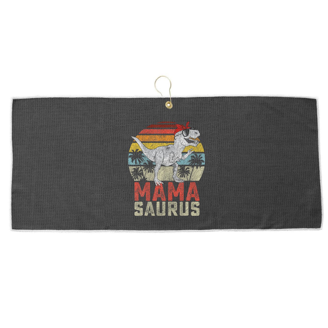 Mamasaurus T Rex Dinosaur Mama Saurus Family Matching Large Microfiber Waffle Golf Towel