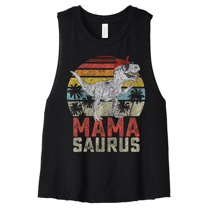 Mamasaurus T Rex Dinosaur Mama Saurus Family Matching Women's Racerback Cropped Tank