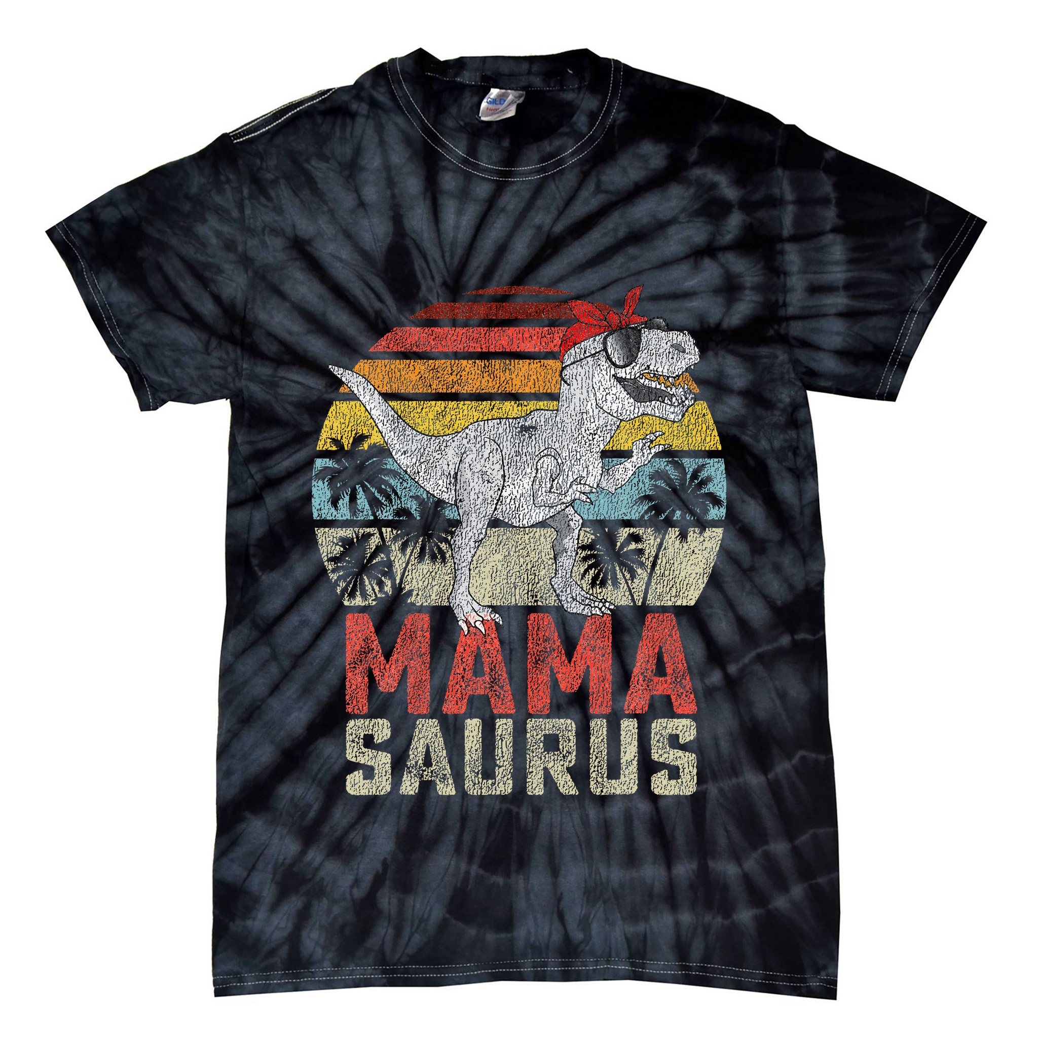 Mamasaurus T Rex Dinosaur Mama Saurus Family Matching Tie-Dye T-Shirt