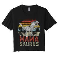 Mamasaurus T Rex Dinosaur Mama Saurus Family Matching Women's Crop Top Tee