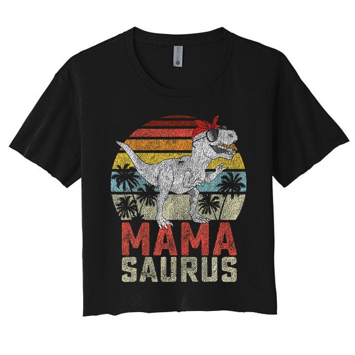 Mamasaurus T Rex Dinosaur Mama Saurus Family Matching Women's Crop Top Tee