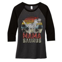 Mamasaurus T Rex Dinosaur Mama Saurus Family Matching Women's Tri-Blend 3/4-Sleeve Raglan Shirt