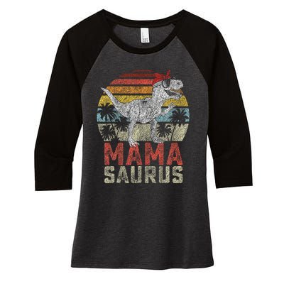 Mamasaurus T Rex Dinosaur Mama Saurus Family Matching Women's Tri-Blend 3/4-Sleeve Raglan Shirt