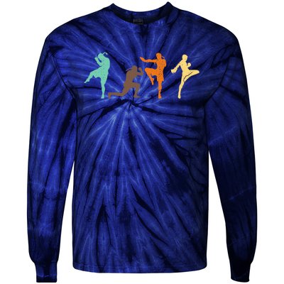 Muay Thai Retro Vintage MMA Fighter Mixed Martial Art Combat Tie-Dye Long Sleeve Shirt