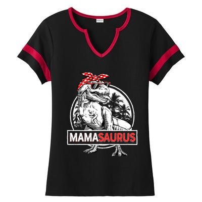 Mamasaurus T Rex Dinosaur Funny Mama Saurus Mother's Family Cool Gift Ladies Halftime Notch Neck Tee