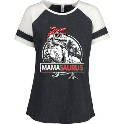 Mamasaurus T Rex Dinosaur Funny Mama Saurus Mother's Family Cool Gift Enza Ladies Jersey Colorblock Tee