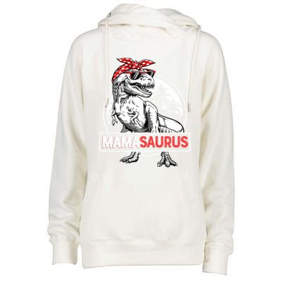 Mamasaurus T Rex Dinosaur Funny Mama Saurus Mother's Family Cool Gift Womens Funnel Neck Pullover Hood