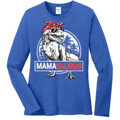 Mamasaurus T Rex Dinosaur Funny Mama Saurus Mother's Family Cool Gift Ladies Long Sleeve Shirt