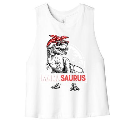 Mamasaurus T Rex Dinosaur Funny Mama Saurus Mother's Family Cool Gift Women's Racerback Cropped Tank