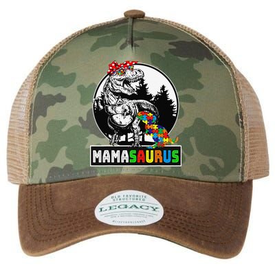 Mamasaurus T Rex Dinosaur Mama Saurus Autism Awareness Legacy Tie Dye Trucker Hat