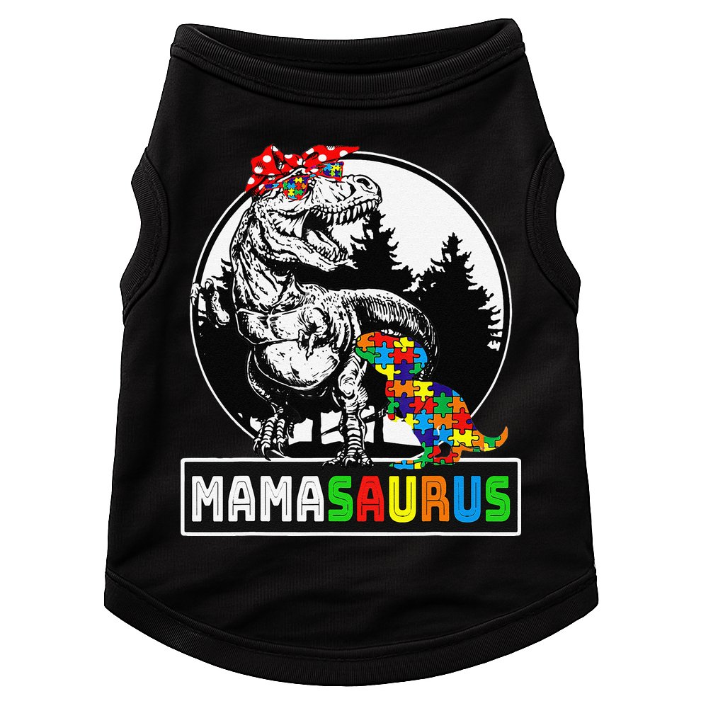 Mamasaurus T Rex Dinosaur Mama Saurus Autism Awareness Doggie Tank