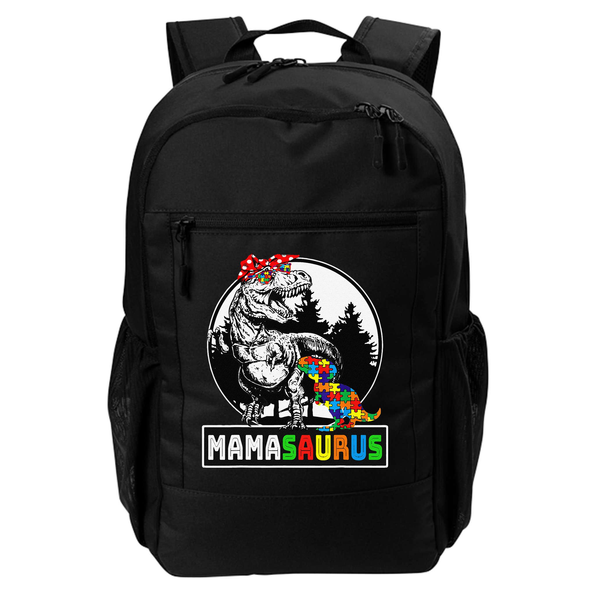 Mamasaurus T Rex Dinosaur Mama Saurus Autism Awareness Backpack