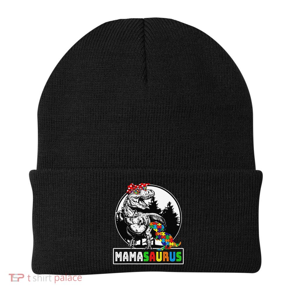Mamasaurus T Rex Dinosaur Mama Saurus Autism Awareness Beanie