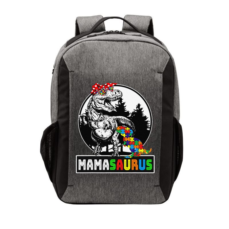 Mamasaurus T Rex Dinosaur Mama Saurus Autism Awareness Vector Backpack