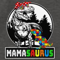 Mamasaurus T Rex Dinosaur Mama Saurus Autism Awareness Vector Backpack