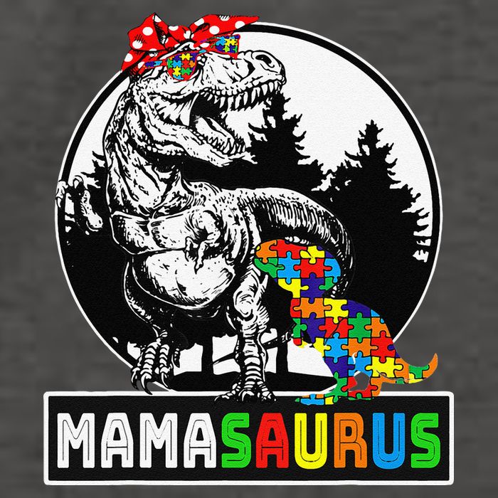 Mamasaurus T Rex Dinosaur Mama Saurus Autism Awareness Vector Backpack