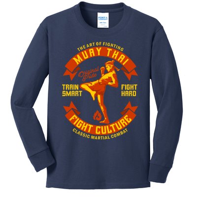 Muay Thai Retro Kids Long Sleeve Shirt