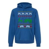 Monster Truck Riding Reindeers Ugly Christmas Gift Premium Hoodie