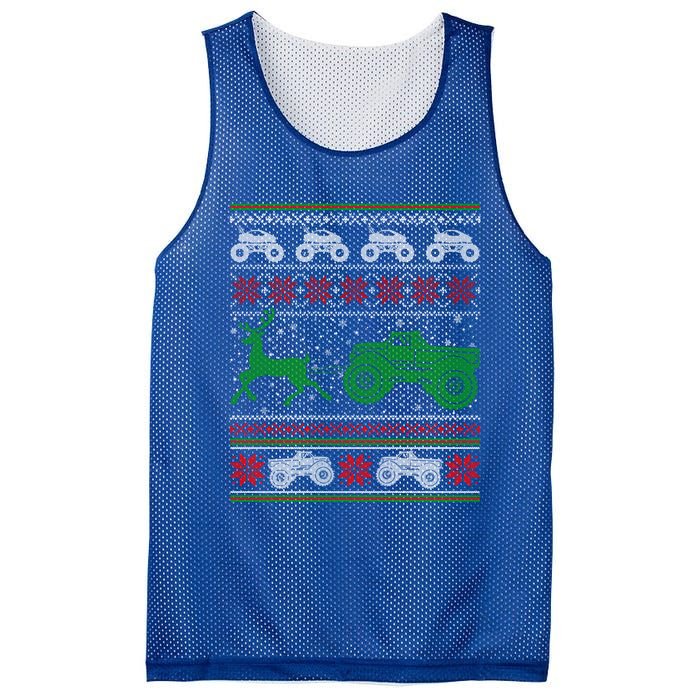 Monster Truck Riding Reindeers Ugly Christmas Gift Mesh Reversible Basketball Jersey Tank