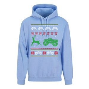 Monster Truck Riding Reindeers Ugly Christmas Gift Unisex Surf Hoodie