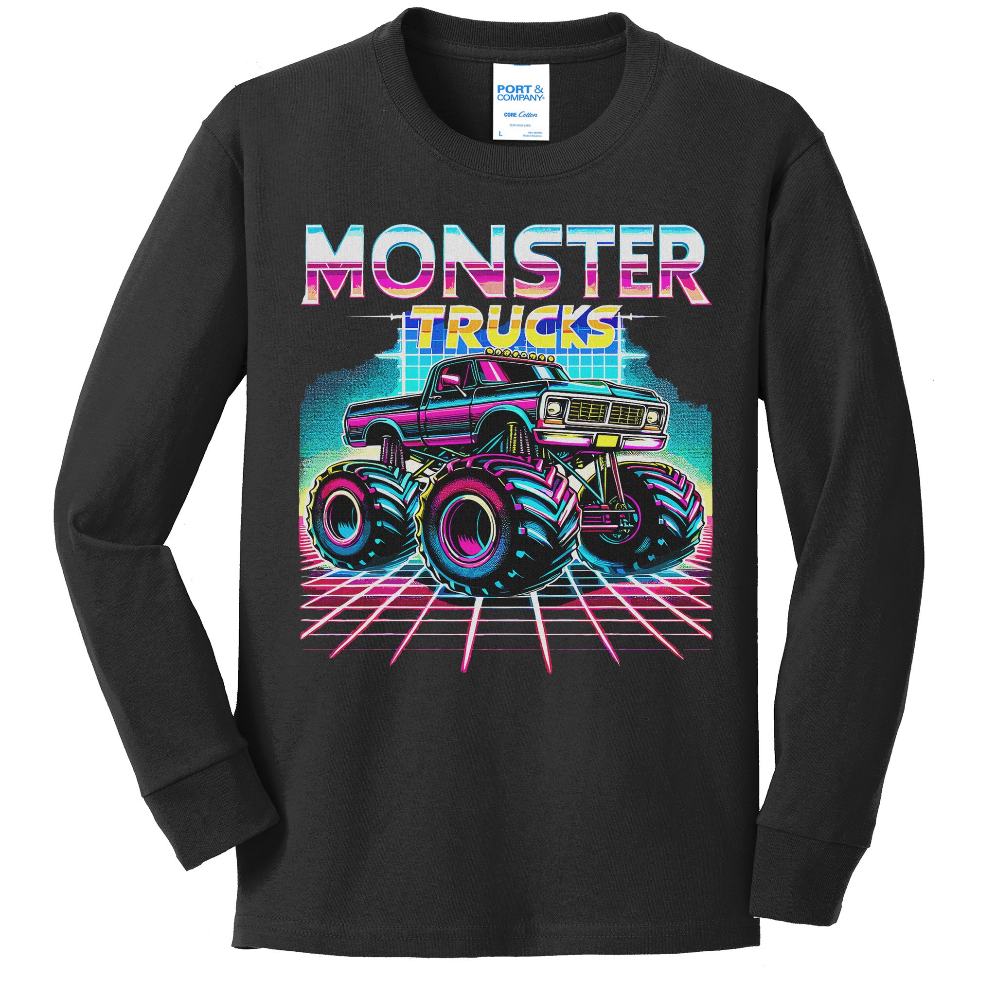 Monster Truck Retro Monster Trucks Kids Long Sleeve Shirt