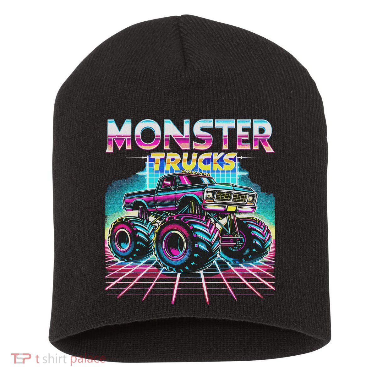 Monster Truck Retro Monster Trucks Short Acrylic Beanie