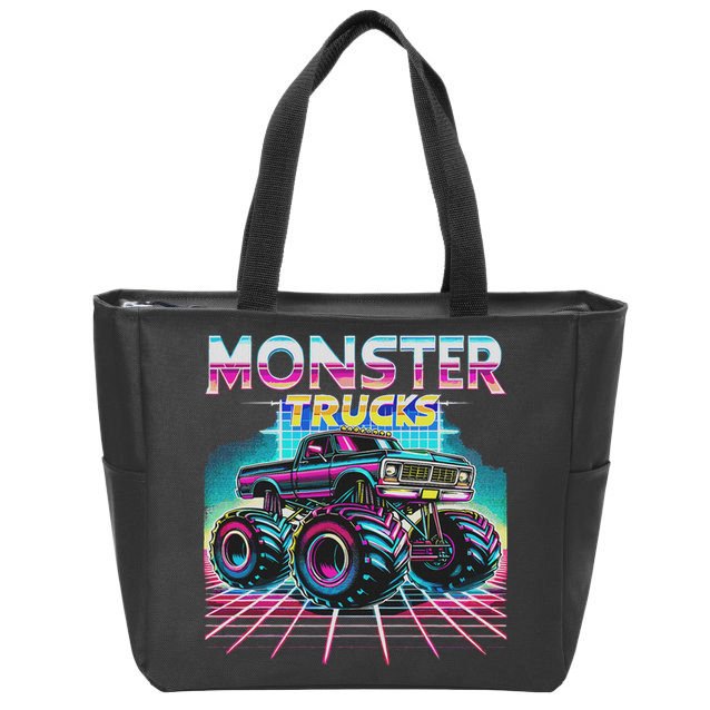 Monster Truck Retro Monster Trucks Zip Tote Bag