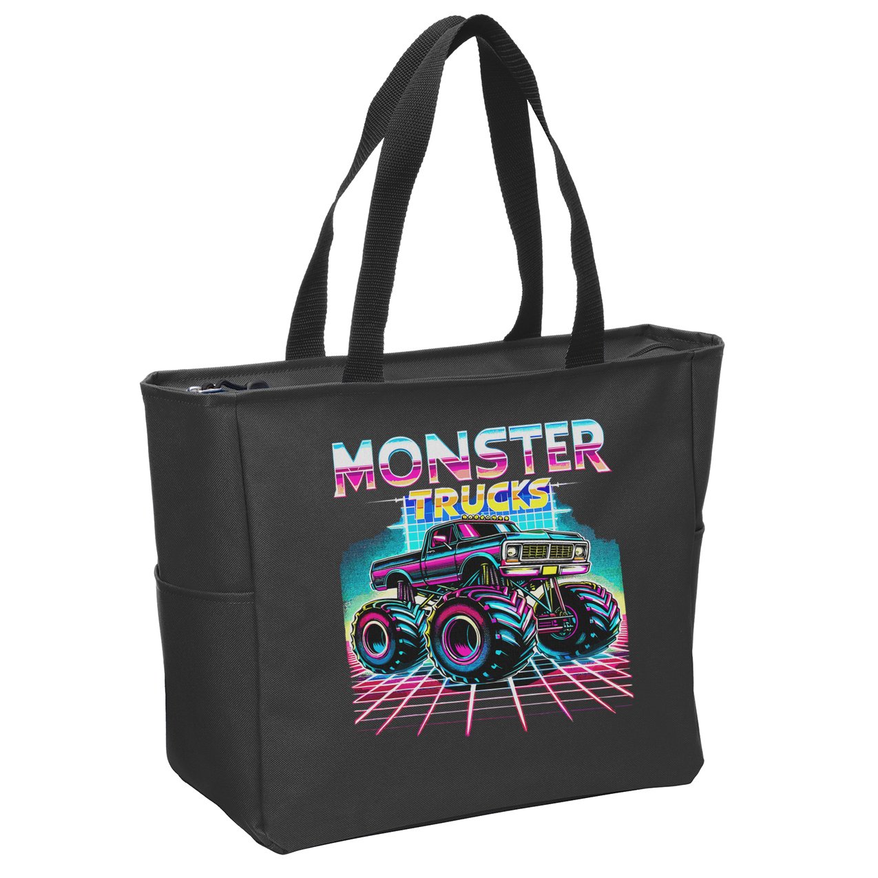 Monster Truck Retro Monster Trucks Zip Tote Bag