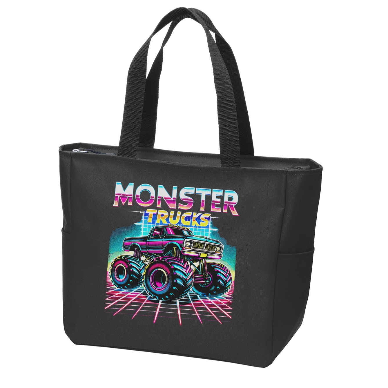 Monster Truck Retro Monster Trucks Zip Tote Bag