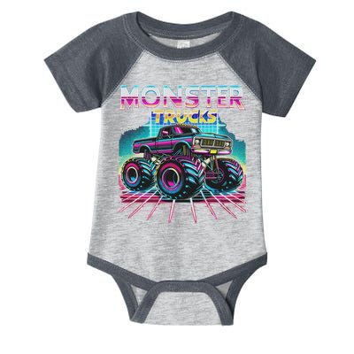 Monster Truck Retro Monster Trucks Infant Baby Jersey Bodysuit