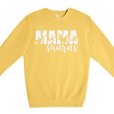 MamaSaurus T Rex Dinosaur Funny Mama Saurus Mother's Day Premium Crewneck Sweatshirt