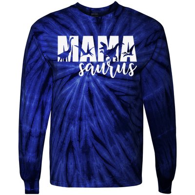 MamaSaurus T Rex Dinosaur Funny Mama Saurus Mother's Day Tie-Dye Long Sleeve Shirt