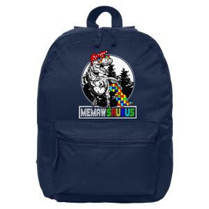 Memawsaurus T Rex Dinosaur Memaw Saurus Autism Awareness 16 in Basic Backpack