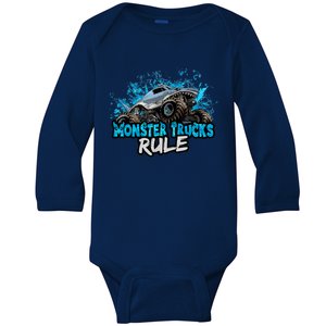 Monster Trucks Rule Baby Long Sleeve Bodysuit