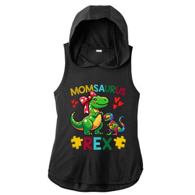 Momsaurus T Rex Dinosaur Mom Autism Awareness MotherS Day Gift Ladies PosiCharge Tri-Blend Wicking Draft Hoodie Tank