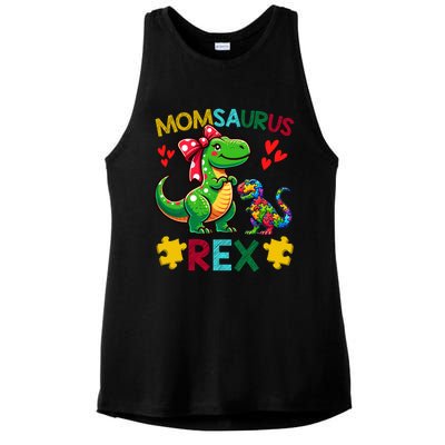 Momsaurus T Rex Dinosaur Mom Autism Awareness MotherS Day Gift Ladies PosiCharge Tri-Blend Wicking Tank