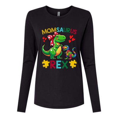 Momsaurus T Rex Dinosaur Mom Autism Awareness MotherS Day Gift Womens Cotton Relaxed Long Sleeve T-Shirt