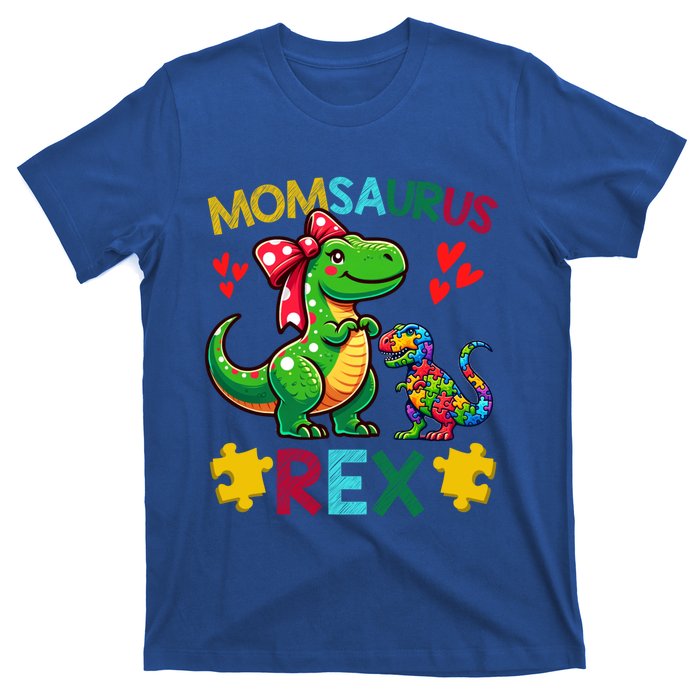 Momsaurus T Rex Dinosaur Mom Autism Awareness MotherS Day Gift T-Shirt