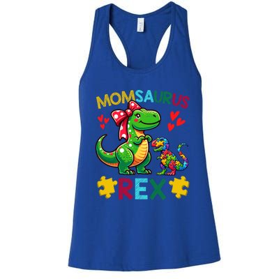 Momsaurus T Rex Dinosaur Mom Autism Awareness MotherS Day Gift Women's Racerback Tank