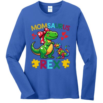 Momsaurus T Rex Dinosaur Mom Autism Awareness MotherS Day Gift Ladies Long Sleeve Shirt