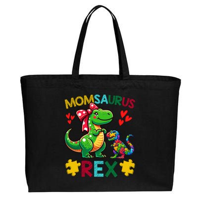 Momsaurus T Rex Dinosaur Mom Autism Awareness MotherS Day Gift Cotton Canvas Jumbo Tote