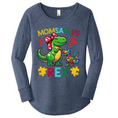 Momsaurus T Rex Dinosaur Mom Autism Awareness MotherS Day Gift Women's Perfect Tri Tunic Long Sleeve Shirt