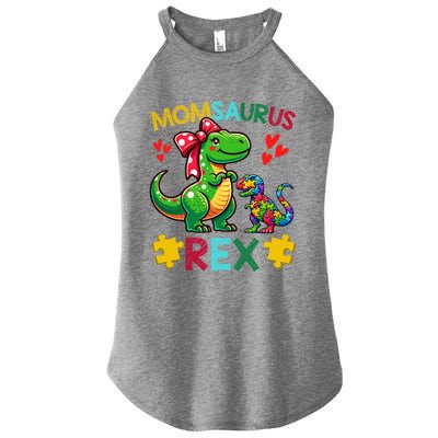 Momsaurus T Rex Dinosaur Mom Autism Awareness MotherS Day Gift Women's Perfect Tri Rocker Tank