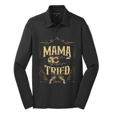 Mama Tried Renegade Outlaw Music Lovers Country Silk Touch Performance Long Sleeve Polo