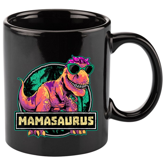 Mamasaurus T Rex Mama Saurus Dinosaur Womens 11oz C Handle Ceramic Mug