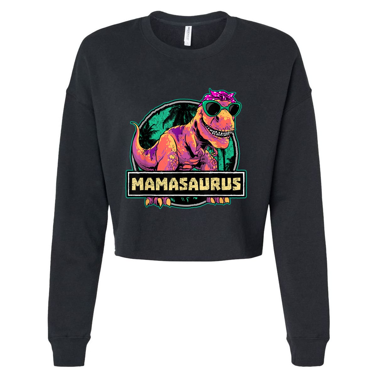 Mamasaurus T Rex Mama Saurus Dinosaur Womens Cropped Pullover Crew