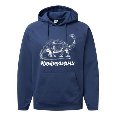 Mamasaurus T Rex Dinosaur Funny Mama Saurus Family Matching Cool Gift Performance Fleece Hoodie