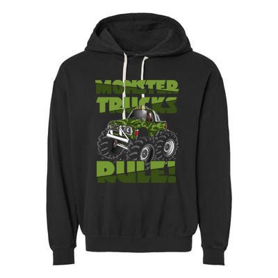 Monster Trucks Rule Jam Birthday Boy Monster Truck Gifts Garment-Dyed Fleece Hoodie