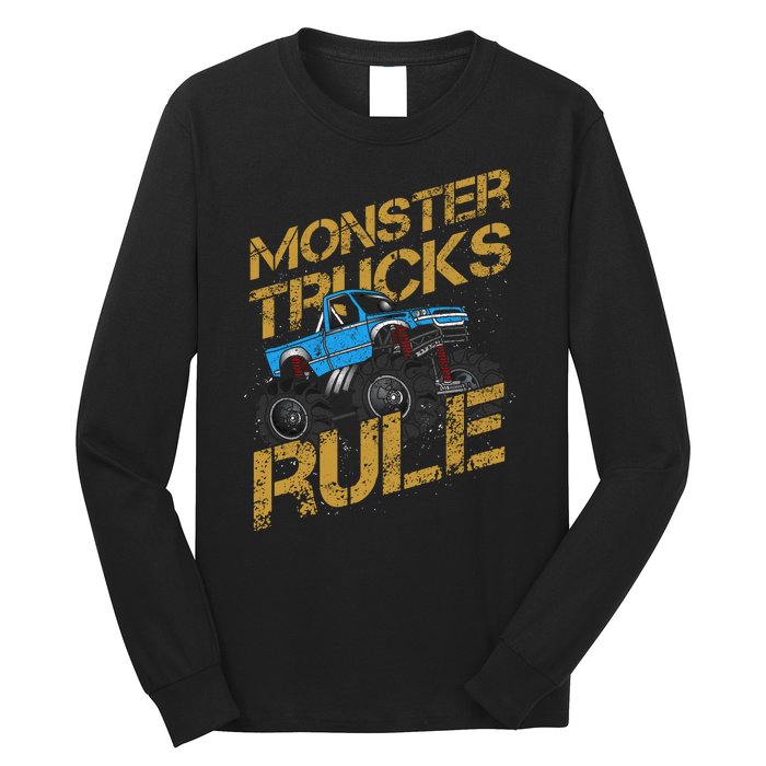 Monster Trucks Rule Jam Birthday Boy Monster Truck Gift Long Sleeve Shirt