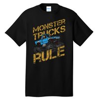 Monster Trucks Rule Jam Birthday Boy Monster Truck Gift Tall T-Shirt